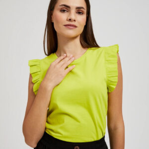 Bluzka z falbaną na ramionach limonkowa