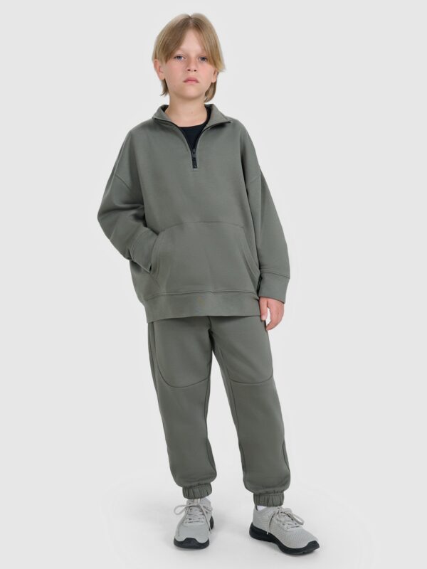4F Bluza dresowa ze stójką z zamkiem chłopięca - szara 146 (10-11 lat)