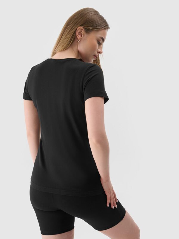 4F T-shirt slim z nadrukiem damski - czarny