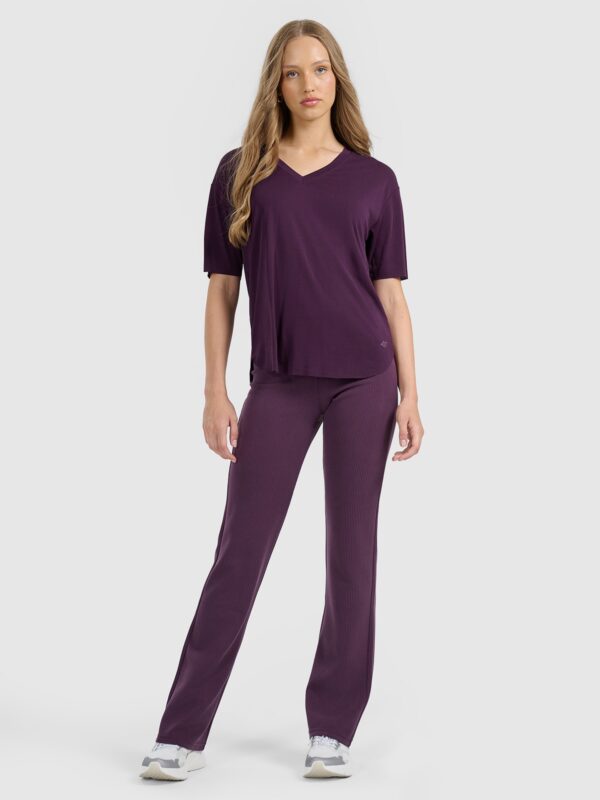 4F T-shirt oversize z modalem damski - fioletowy