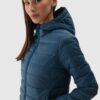 4F Kurtka puchowa z wypełnieniem z recyklingu damska - morska