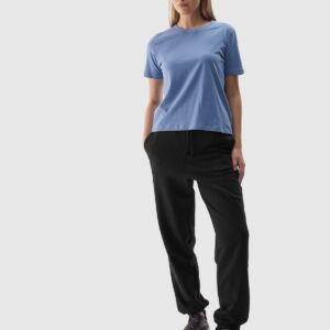4F T-shirt regular gładki damski - niebieski