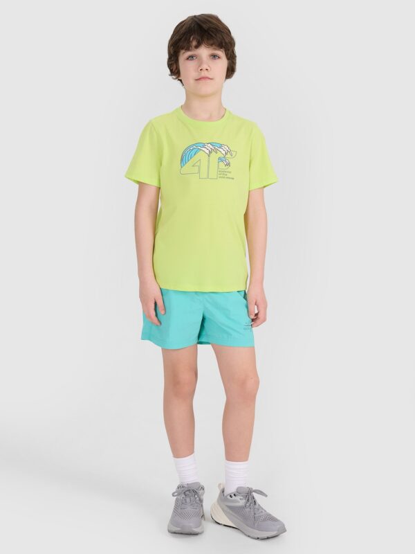 32d67f2dc6b15b233ea72d970762fd908a24608d 4F T-shirt regular z nadrukiem chłopięcy - zielony 146 (10-11 lat)