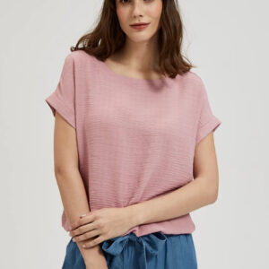 Koszula z krótkimi podwiniętymi rękawami różowa