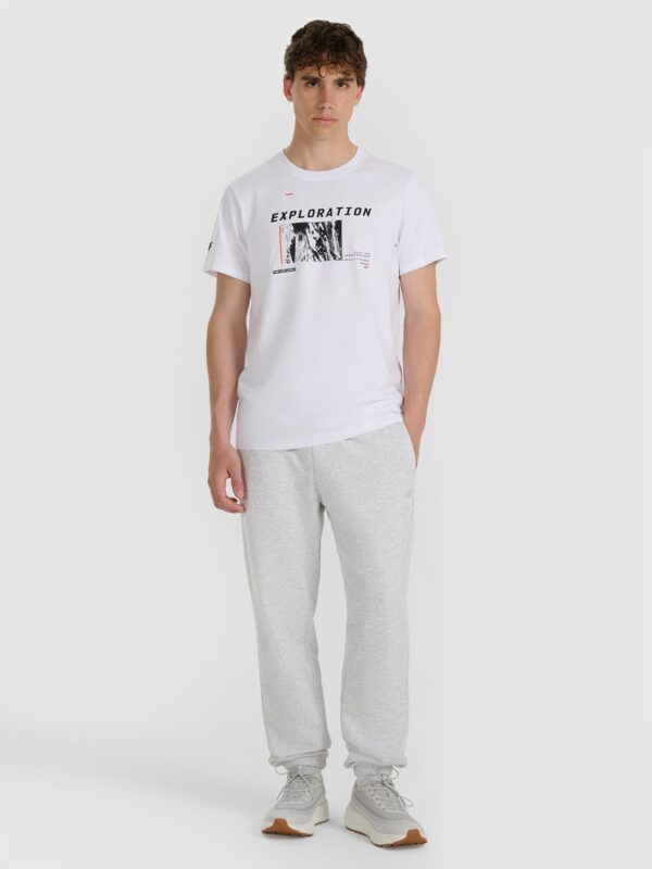 4F T-shirt regular z nadrukiem męski - biały