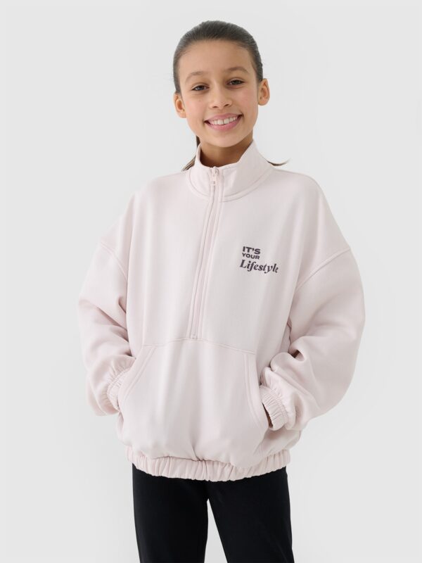 4F Bluza dresowa nierozpinana bez kaptura dziewczęca - biała 152 (11-12 lat)