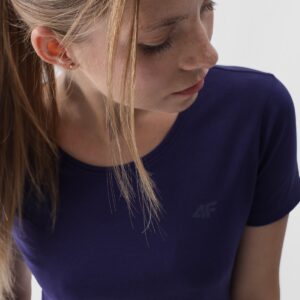 347903db91592650eb1276f82256b7d14c77eb68 4F T-shirt slim gładki damski - granatowy