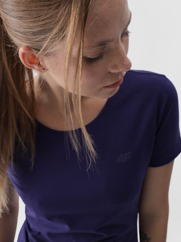 4F T-shirt slim gładki damski - granatowy