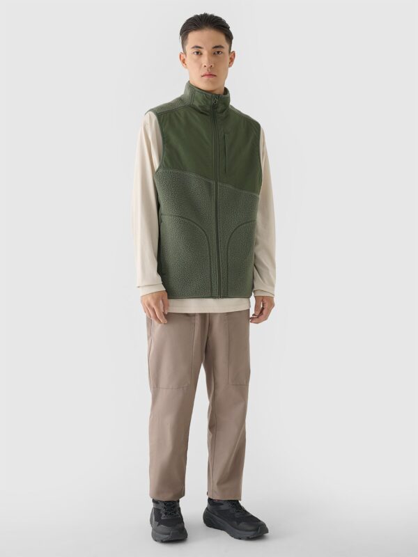 4F Bezrękawnik sherpa ze stójką męski - oliwkowy/khaki