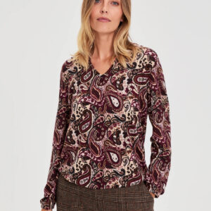 Wzorzysty sweter brązowy