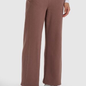 4F Spodnie dresowe z szerokimi nogawkami damskie - brązowe