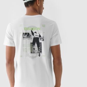 352657f2812bc8c1eba3a7c593cfbd3d43fd1675 4F T-shirt regular z nadrukiem męski - biały