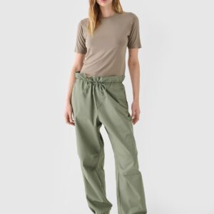 4F T-shirt slim gładki damski - brązowy