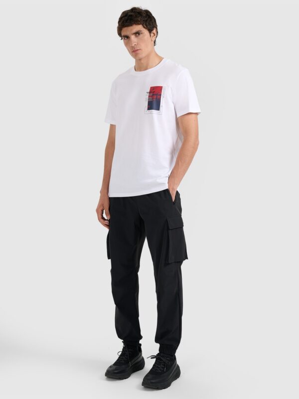 4F T-shirt regular z nadrukiem męski - biały