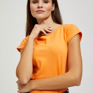 Bawełniany t-shirt bez wzorów pomarańczowy