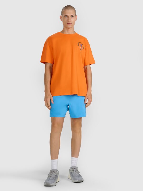 4F T-shirt oversize z nadrukiem męski - pomarańczowy