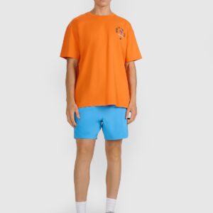 4F T-shirt oversize z nadrukiem męski - pomarańczowy