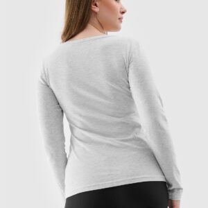 4F Longsleeve slim gładki damski - szary