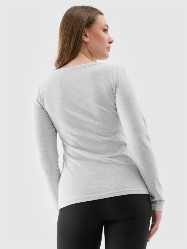 4F Longsleeve slim gładki damski - szary