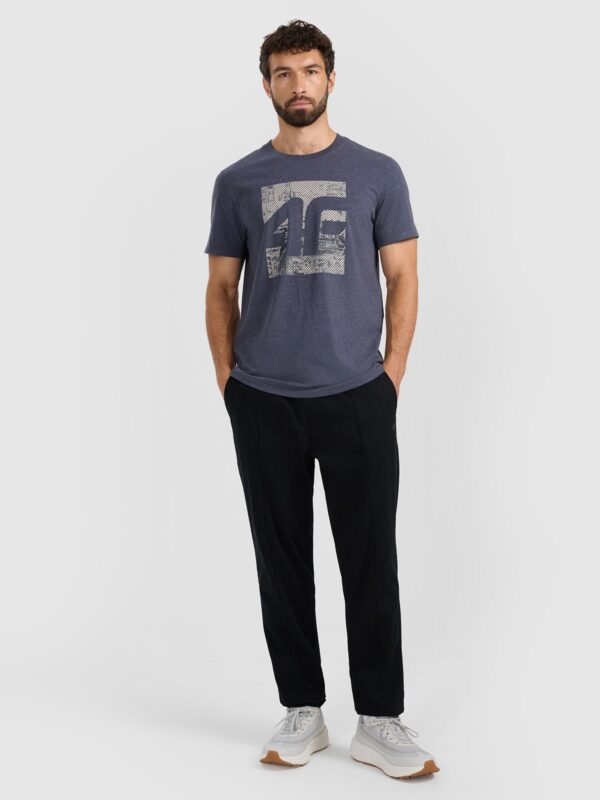 4F T-shirt regular z nadrukiem męski - szary