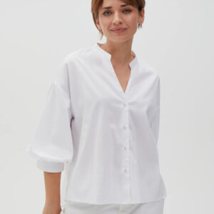 Koszula oversize z bufiastymi rękawami biała