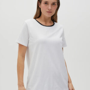 Gładka bluzka z krótkimi rękawami biała