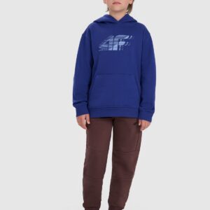 4F Bluza dresowa nierozpinana z kapturem chłopięca - granatowa 152 (11-12 lat)