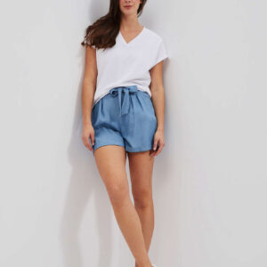 Szorty lyocell ciemnoniebieskie