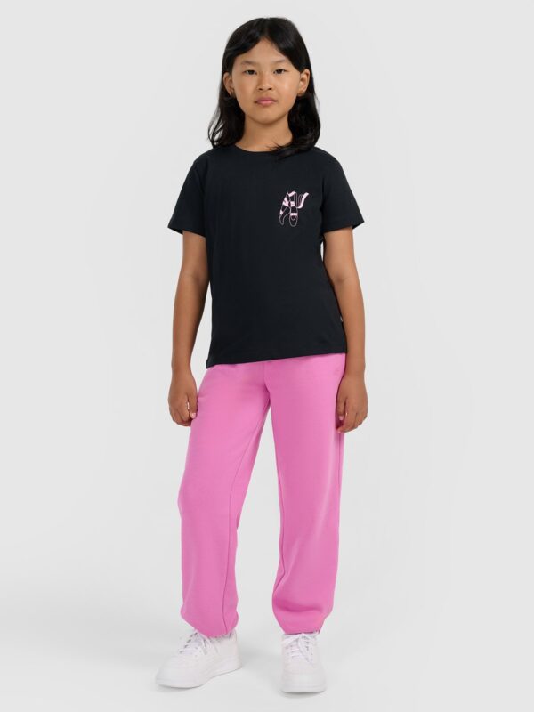 4F T-shirt regular z nadrukiem dziewczęcy - czarny 158 (12-13 lat)