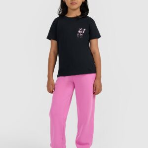 4F T-shirt regular z nadrukiem dziewczęcy - czarny 158 (12-13 lat)