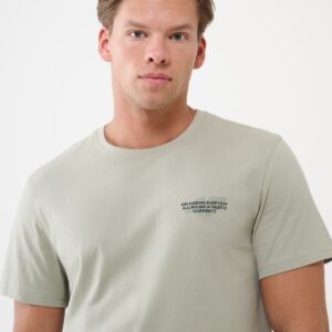 4F T-shirt regular z nadrukiem męski - oliwkowy/khaki