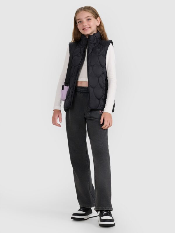 37e5f075a9fa0d1d5f08ce3fb5e9f96e333f5bf0 4F Bezrękawnik puchowy z wypełnieniem syntetycznym dziewczęcy - czarny 122 (6-7 lat)