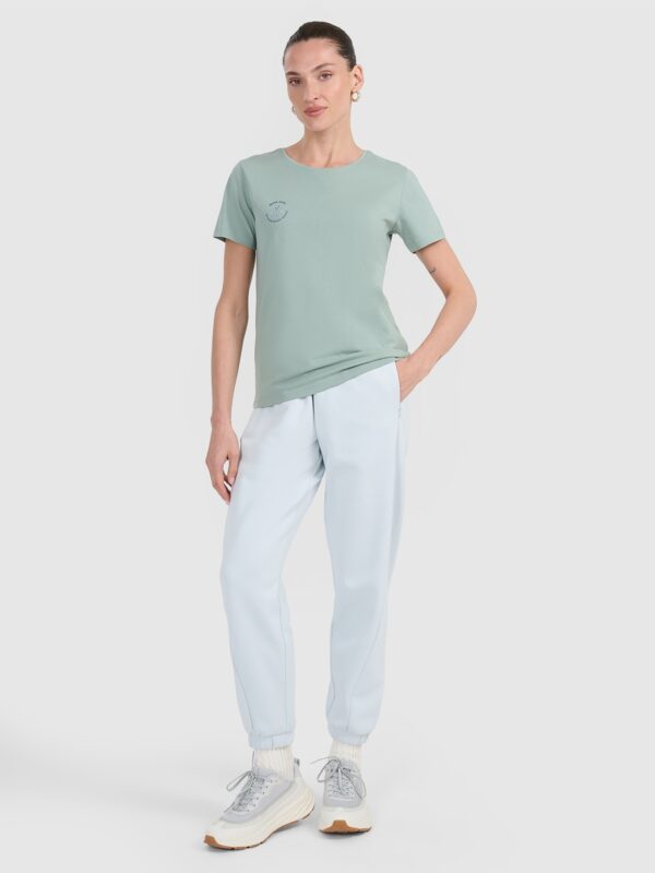 4F T-shirt regular z nadrukiem damski - turkusowy