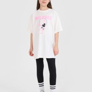 4F T-shirt oversize z nadrukiem dziewczęcy - biały 158 (12-13 lat)