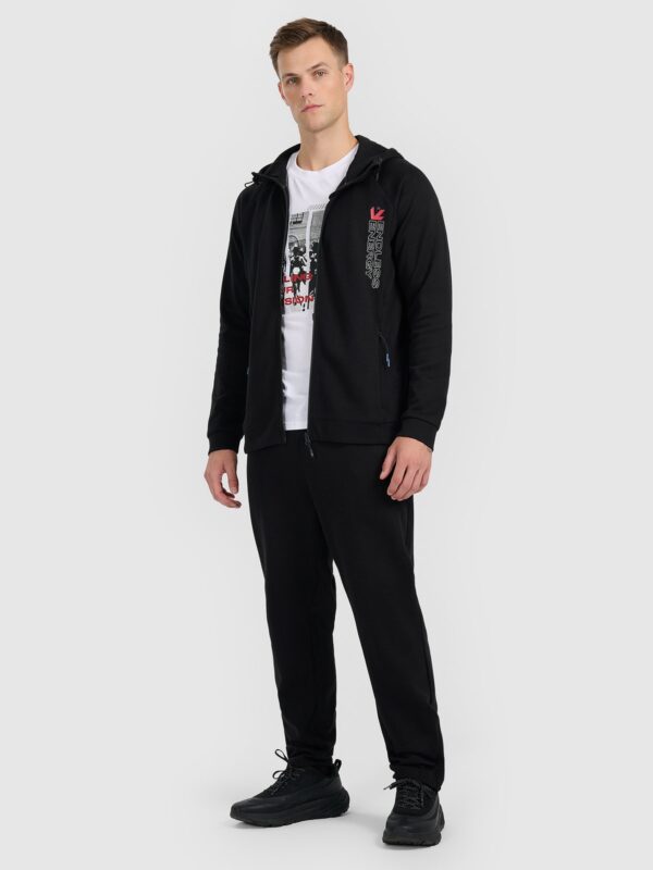 4F Bluza dresowa rozpinana z kapturem męska - czarna