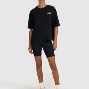 4F T-shirt oversize z nadrukiem damski - czarny