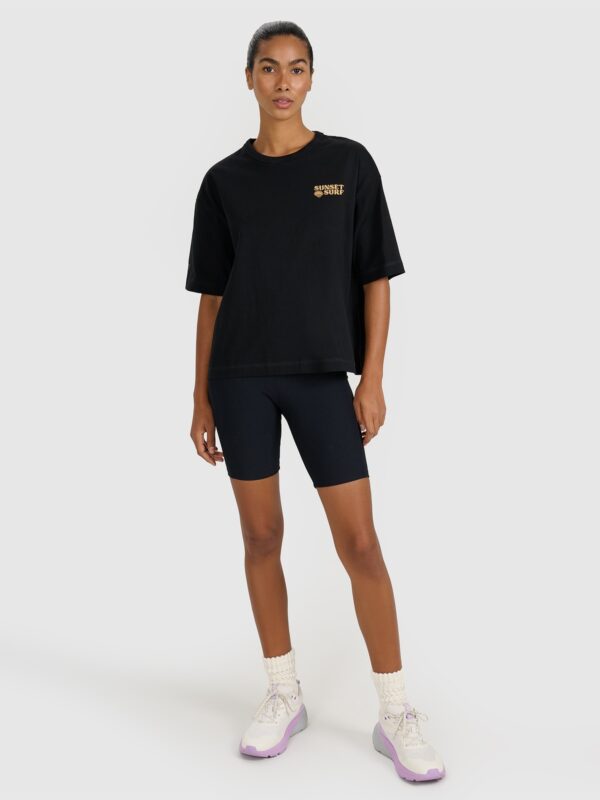 3872467ffffe389716343dc2bf5f67f6bea6df9e 4F T-shirt oversize z nadrukiem damski - czarny