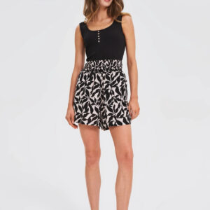 Wzorzyste szorty z wiskozy beżowe