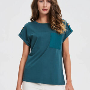 T-shirt z kieszonką ciemnozielony