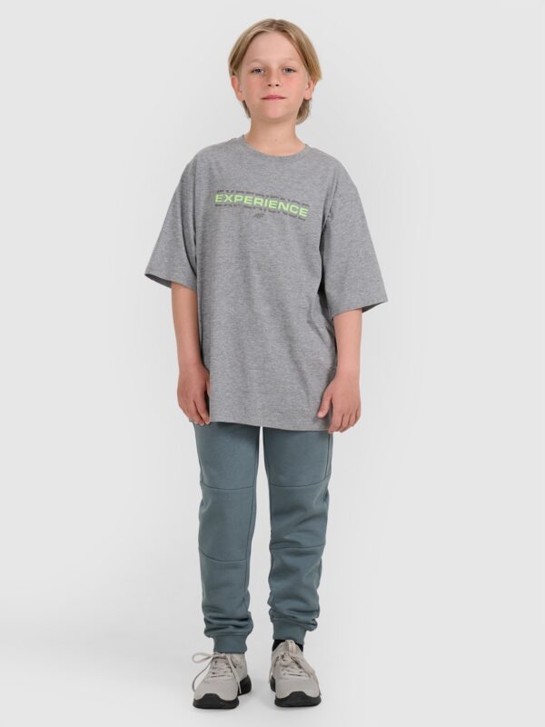 4F T-shirt oversize z nadrukiem chłopięcy - szary 134/140 (8-10 lat)