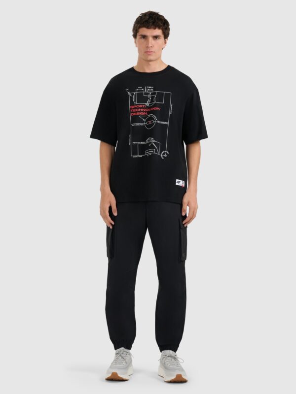 4F T-shirt oversize z nadrukiem męski - czarny