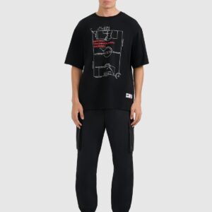 4F T-shirt oversize z nadrukiem męski - czarny