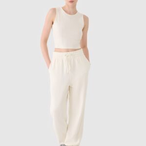 4F Crop top dzianinowy damski - biały