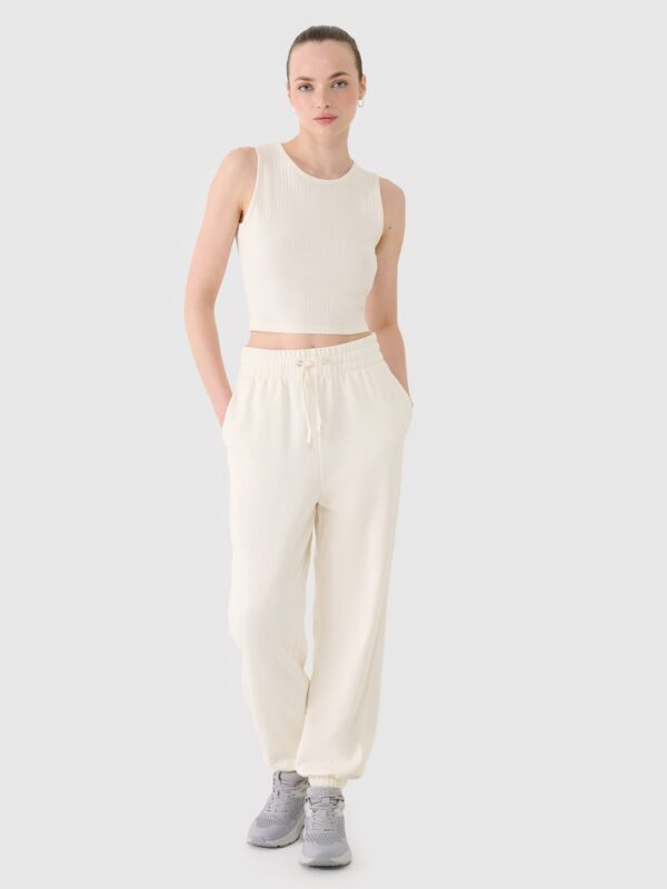 4F Crop top dzianinowy damski - biały