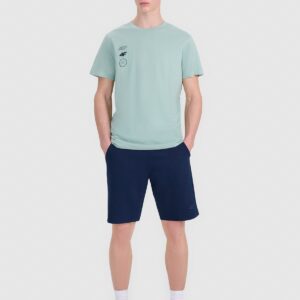 4F T-shirt regular z nadrukiem męski - turkusowy