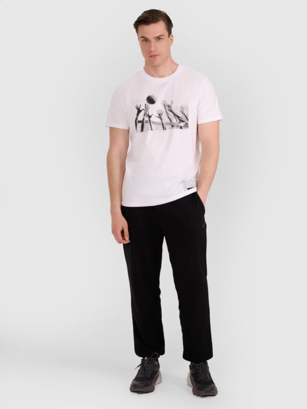 4F T-shirt regular z nadrukiem siatkarskim męski - biały