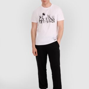 4F T-shirt regular z nadrukiem siatkarskim męski - biały