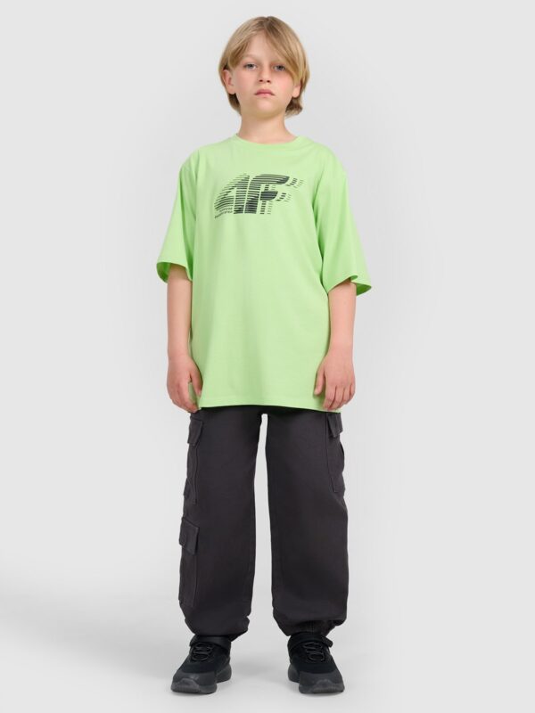 3af191fd792b9d9f4f9b0e352e5041f696e72de7 4F T-shirt oversize z nadrukiem chłopięcy - zielony 122 (6-7 lat)