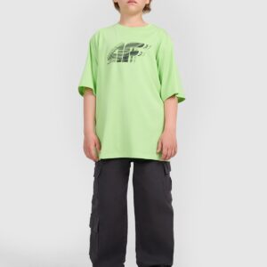 4F T-shirt oversize z nadrukiem chłopięcy - zielony 122 (6-7 lat)