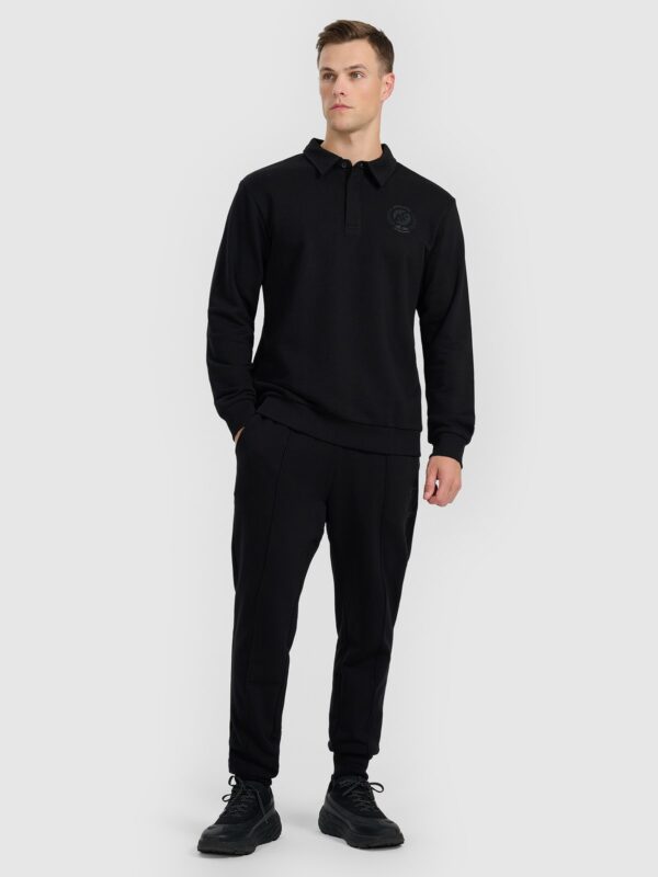 4F Bluza dresowa regular z kołnierzykiem męska - czarna